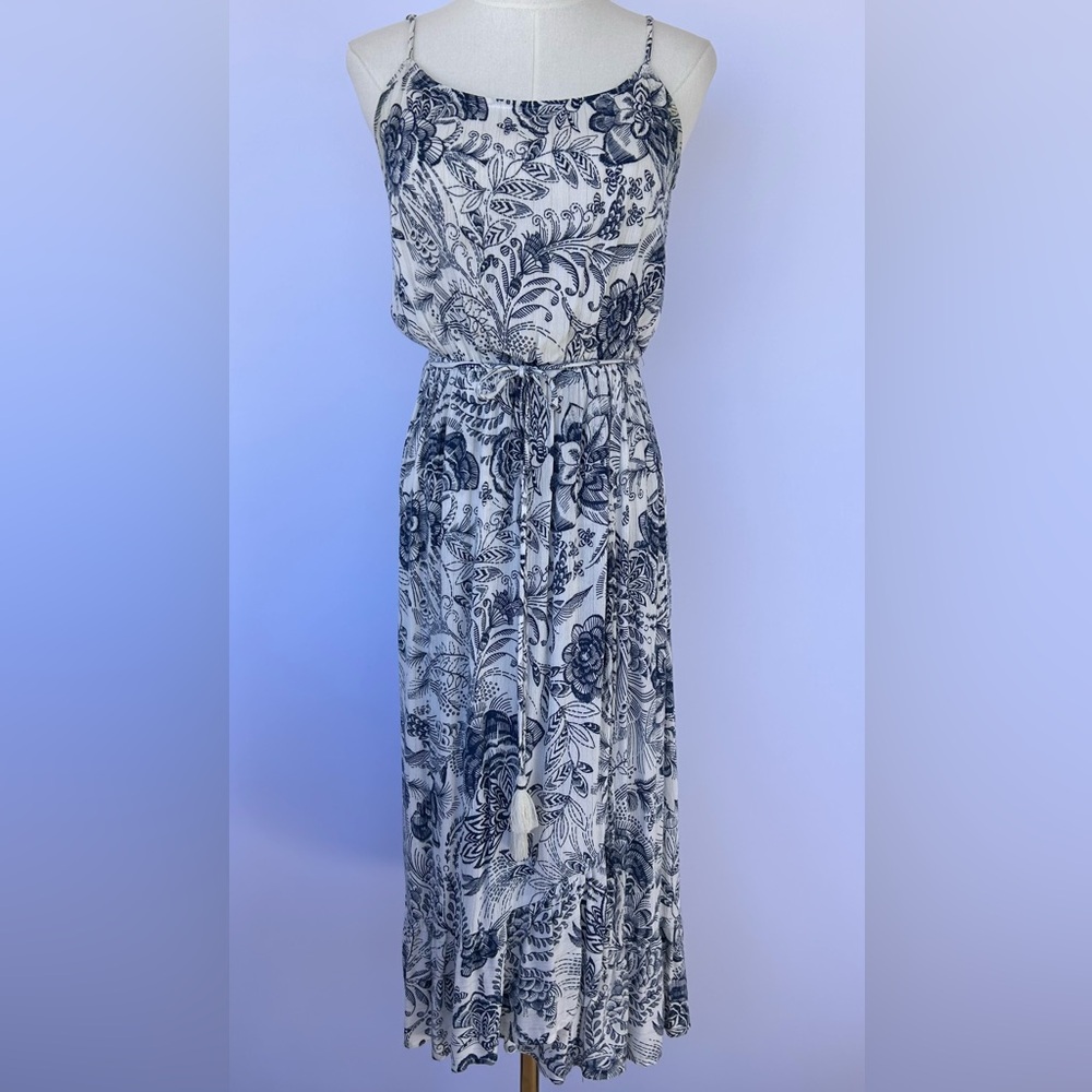 Lovestitch Women’s Sundress Blouson Bodice Spaghetti Straps Botanical‎ Print Sm